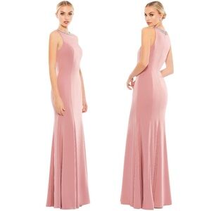 Ieena for Mac Duggal Pink Embellished Neck Trumpet Gown Size 10 #49093 NWT
